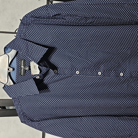 Beverley Hills Polo Club Blue Patterned Button Shirt 3XLT New - Picture 2 of 5